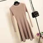 Women Long Sleeve Sweater Dress Women's Irregular Hem Casual Autumn Winter Dress Women O-neck A Line Short Mini Knitted Dresses