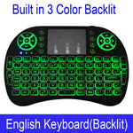 7 color backlit i8 Mini Wireless Keyboard 2.4ghz English Russian 3 colour Air Mouse with Touchpad Remote Control Android TV Box