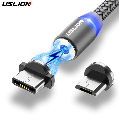 USLION Magnetic USB Cable Fast Charging USB Type C Cable Magnet Charger Data Charge Micro USB Cable Mobile Phone Cable USB Cord