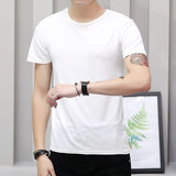 Korean Short Sleeve T Shirt Men O Neck Polyester Mens T Shirt Summer Cool Tee Male Slim Casual Boys Tee Shirt Homme 4XL