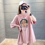 Summer 2019 casual Women T-shirts Ulzzang Streetwear kawaii cartoon print Tshirt Korean Style Tops Harajuku short sleeve t shirt