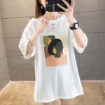 Summer 2019 casual Women T-shirts Ulzzang Streetwear kawaii cartoon print Tshirt Korean Style Tops Harajuku short sleeve t shirt