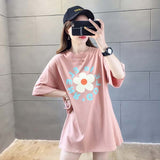 Summer 2019 casual Women T-shirts Ulzzang Streetwear kawaii cartoon print Tshirt Korean Style Tops Harajuku short sleeve t shirt